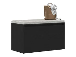 Banco con cajón Negro 80 x 40 x 45 cm Madera de ingeniería