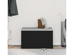 Banco con cajón Negro 80 x 40 x 45 cm Madera de ingeniería