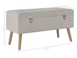 Banco con compartimento de almacenaje 80 cm Terciopelo Gris