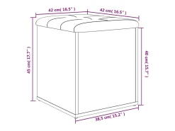 Banco de almacenaje de madera de ingeniería gris hormigón 42x42x45 cm