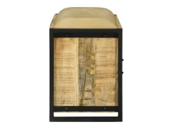 Banco de almacenamiento marrón de madera maciza de mango