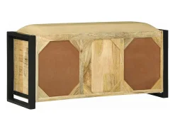 Banco de almacenamiento marrón de madera maciza de mango