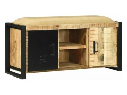 Banco de almacenamiento marrón de madera maciza de mango
