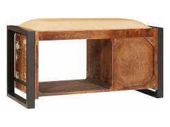 Banco de almacenamiento multicolor de madera maciza recuperada
