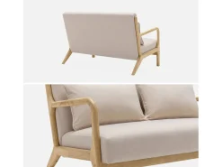 Banco de diseño en madera y tela beige