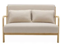 Banco de diseño en madera y tela beige