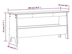 Banco de entrada blanco 100x28x45 cm madera maciza de pino