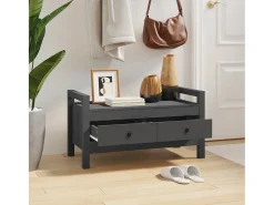 Banco de entrada Gris 80x40x43 cm Madera maciza de pino