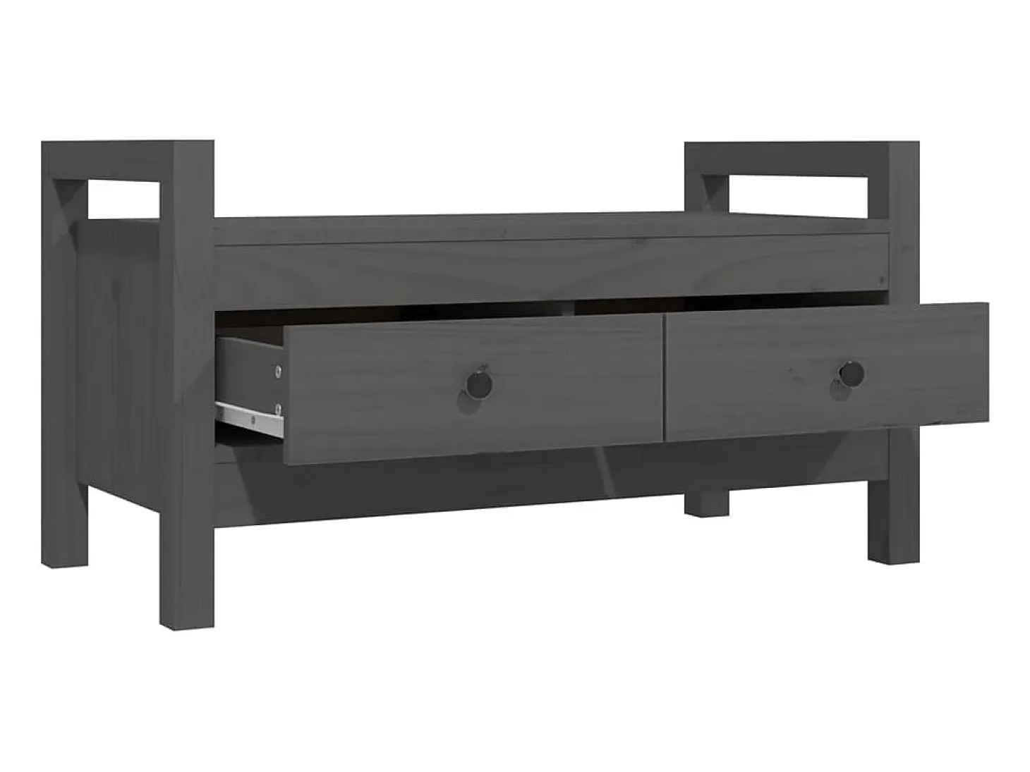 Banco de entrada Gris 80x40x43 cm Madera maciza de pino