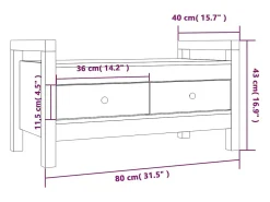 Banco de entrada Gris 80x40x43 cm Madera maciza de pino