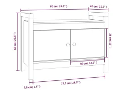 Banco de entrada 80x40x60 cm Madera maciza de pino