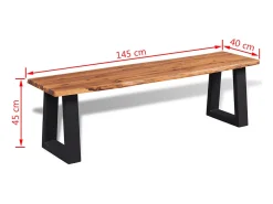 Banco de madera maciza de acacia 145 cm