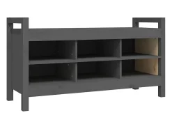 Banco de recibidor madera maciza de pino gris 110x40x60 cm ES794930