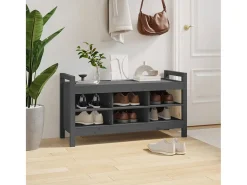 Banco de recibidor madera maciza de pino gris 110x40x60 cm ES794930