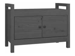 Banco de recibidor madera maciza de pino gris 80x40x60 cm ES532609