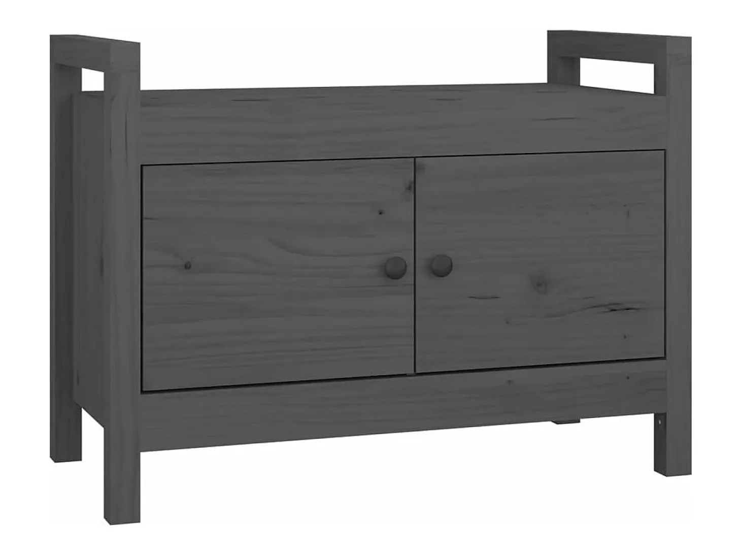 Banco de recibidor madera maciza de pino gris 80x40x60 cm ES532609