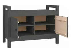 Banco de recibidor madera maciza de pino gris 80x40x60 cm ES532609