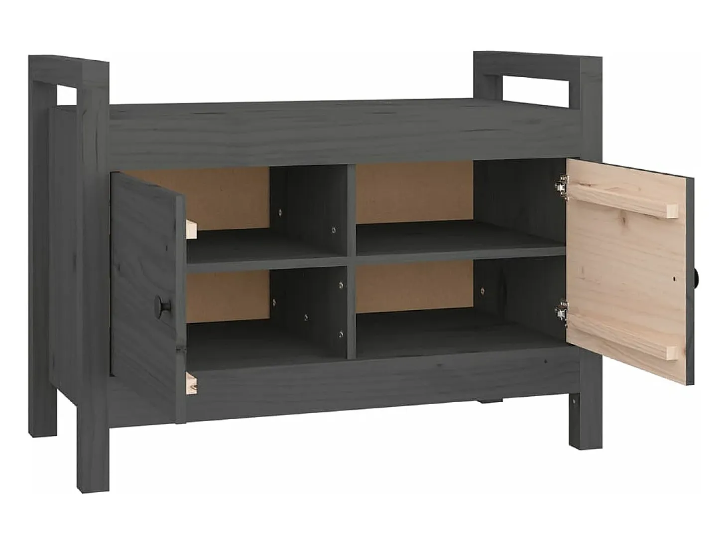 Banco de recibidor madera maciza de pino gris 80x40x60 cm ES532609