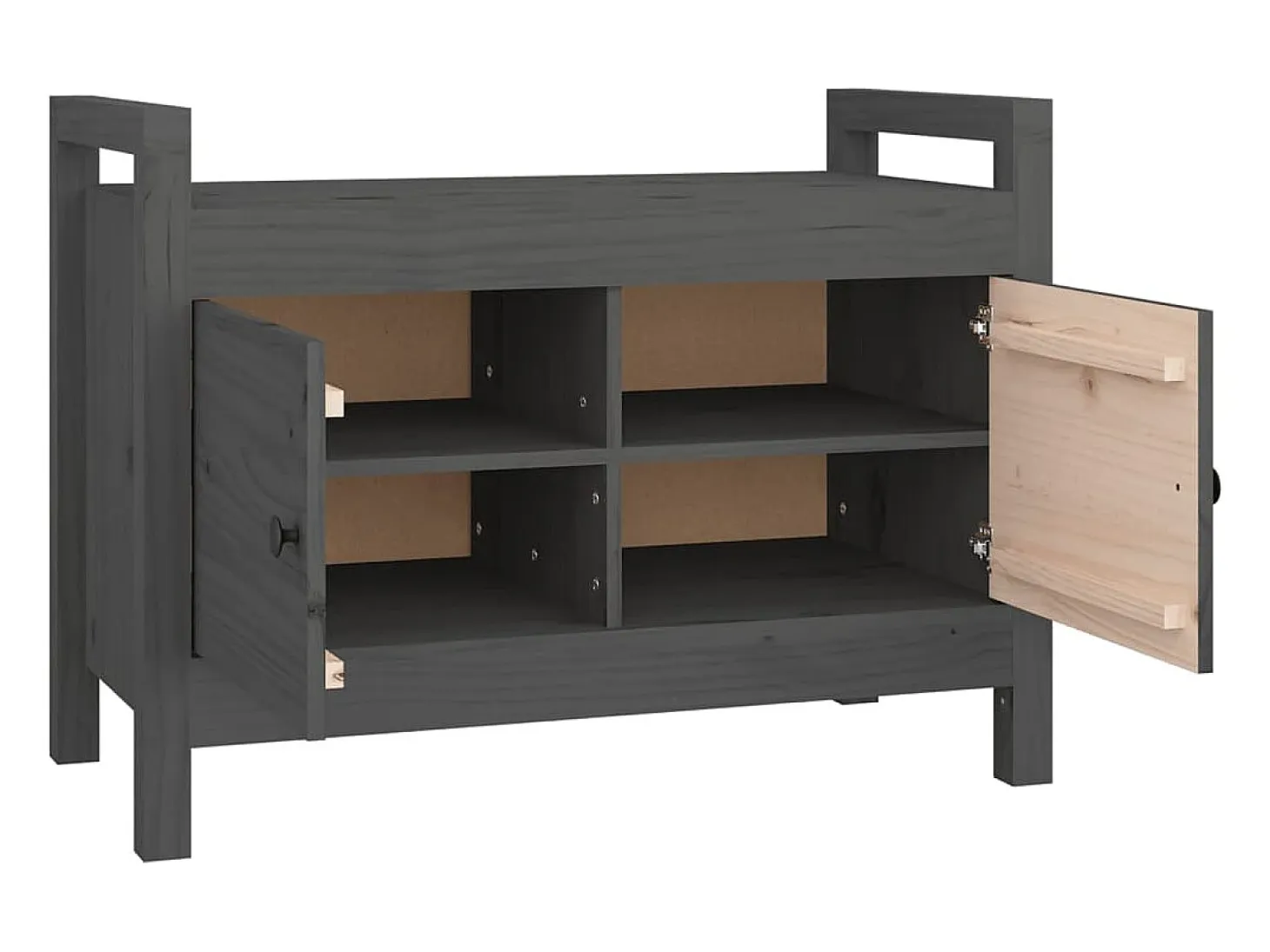 Banco de recibidor madera maciza de pino gris 80x40x60 cm ES532609