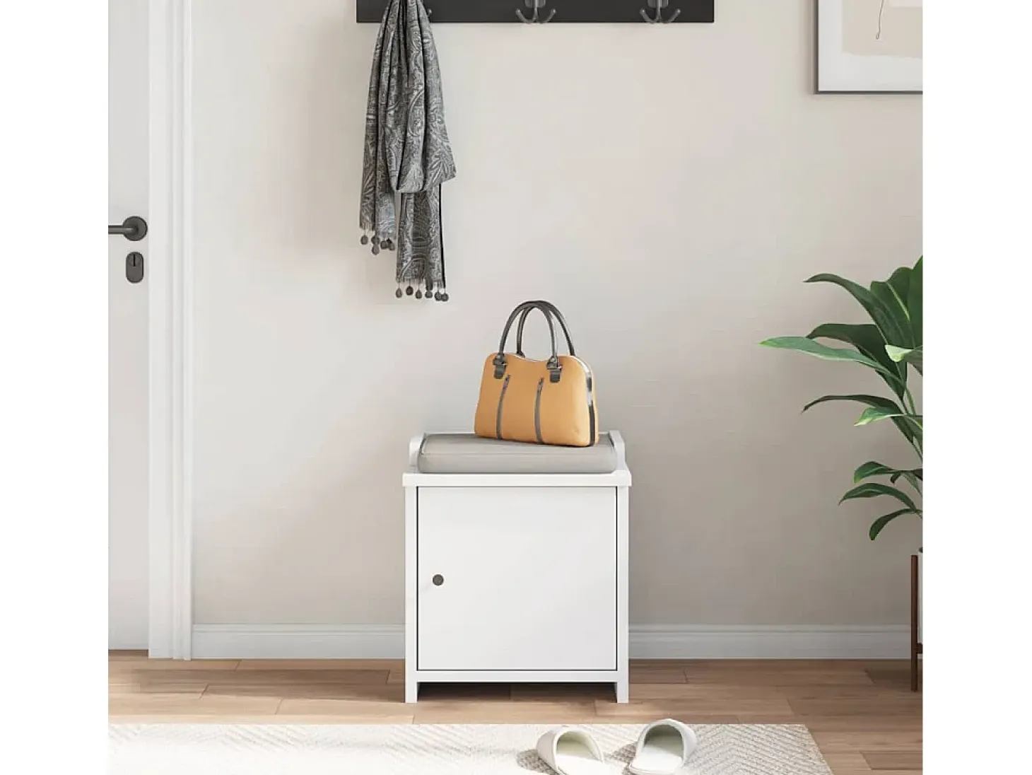 Banco de recibidor SANDNES blanco 45x40x50 cm madera maciza de pino