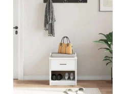Banco de recibidor SANDNES blanco 45x40x50 cm madera maciza de pino