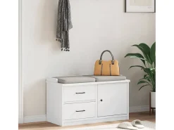 Banco de recibidor SANDNES blanco 87x40x50 cm madera maciza de pino