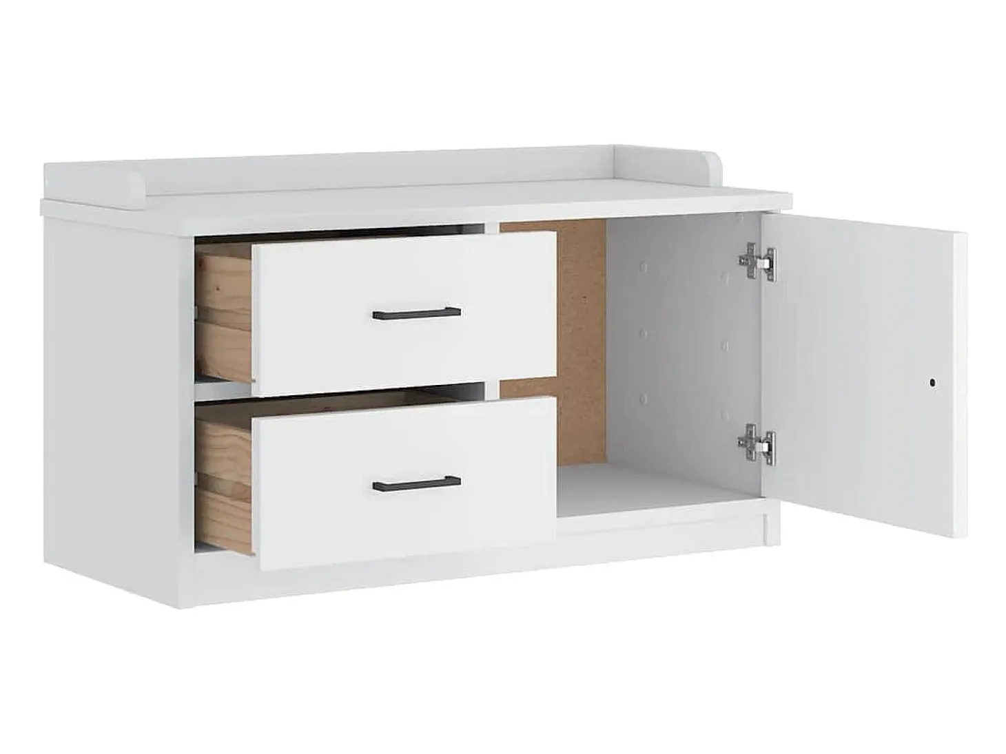 Banco de recibidor SANDNES blanco 87x40x50 cm madera maciza de pino