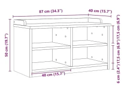 Banco de recibidor SANDNES 87x40x50 cm madera maciza de pino