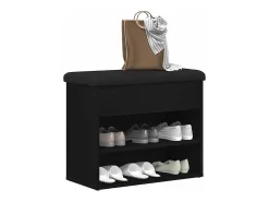 Banco de zapatos negro 60 x 30 x 48 cm Madera de ingeniería