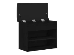 Banco de zapatos negro 60 x 30 x 48 cm Madera de ingeniería