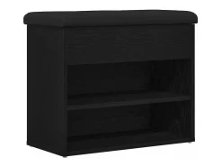 Banco de zapatos negro 60 x 30 x 48 cm Madera de ingeniería