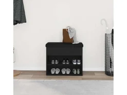 Banco de zapatos negro 60 x 30 x 48 cm Madera de ingeniería