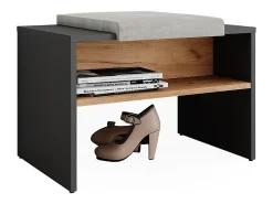 Banco para zapatos antracita/roble dorado 60x40x60 orlando