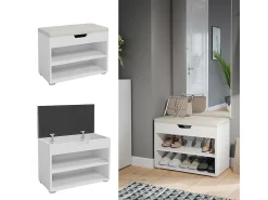Banco para zapatos blanco 60x30x45 rolfe