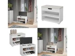 Banco para zapatos blanco 60x30x45 rolfe