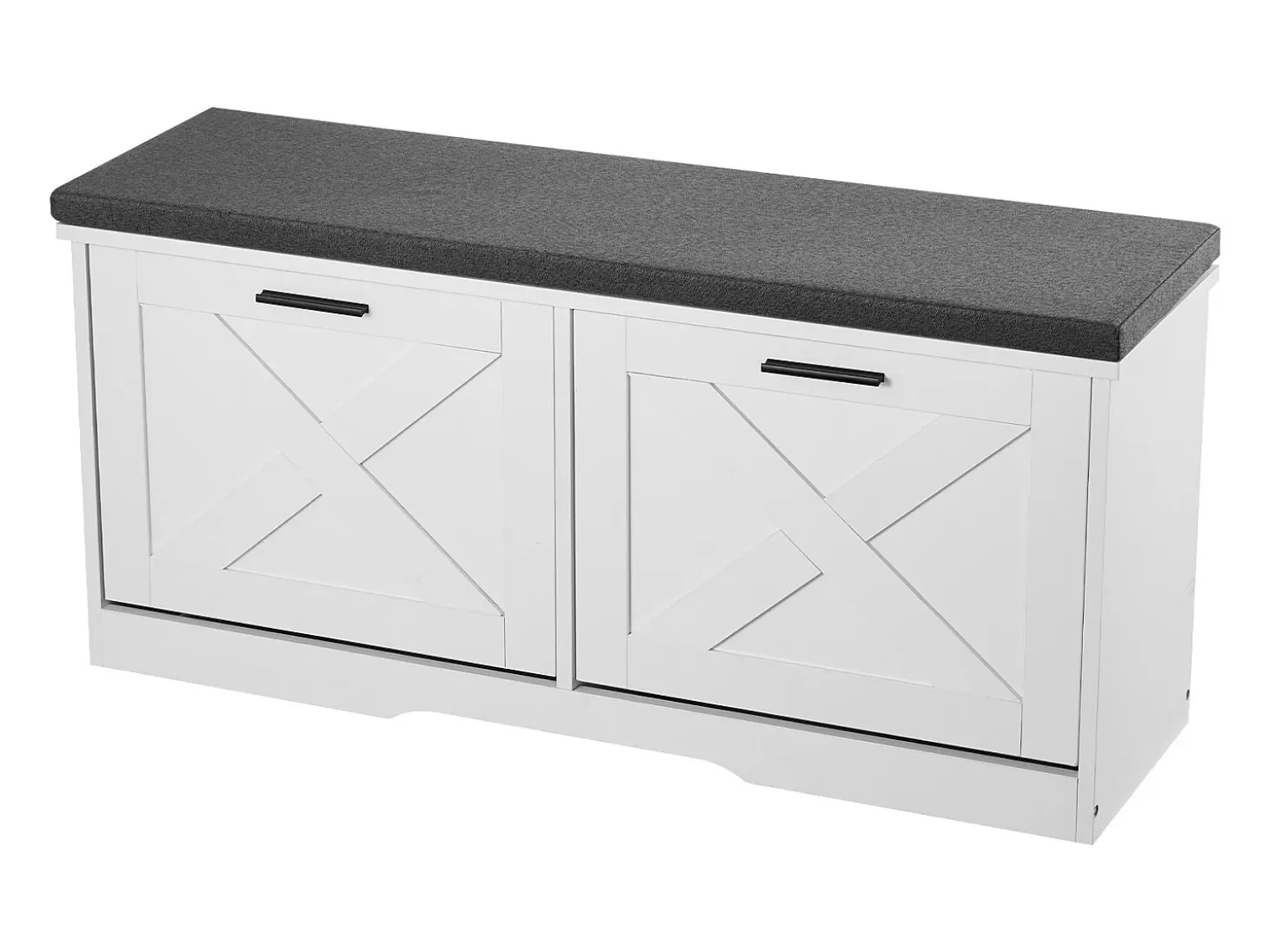 Banco para Zapatos de Entrada SucceBuy 100x30.5x47.5 cm, Banco Almacenamiento con Cajones Plegables, Cojín y Puertas Abatibles, 199,6 kg, Zapatero Estrecho