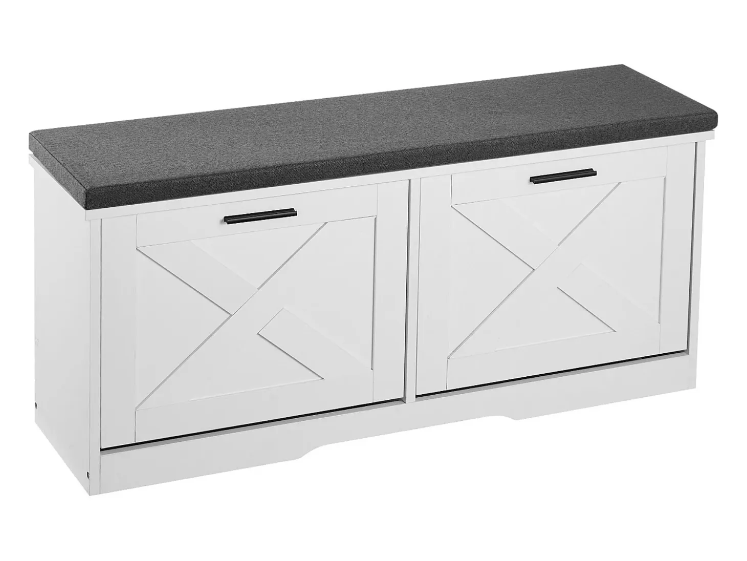 Banco para Zapatos de Entrada SucceBuy 100x30.5x47.5 cm, Banco Almacenamiento con Cajones Plegables, Cojín y Puertas Abatibles, 199,6 kg, Zapatero Estrecho