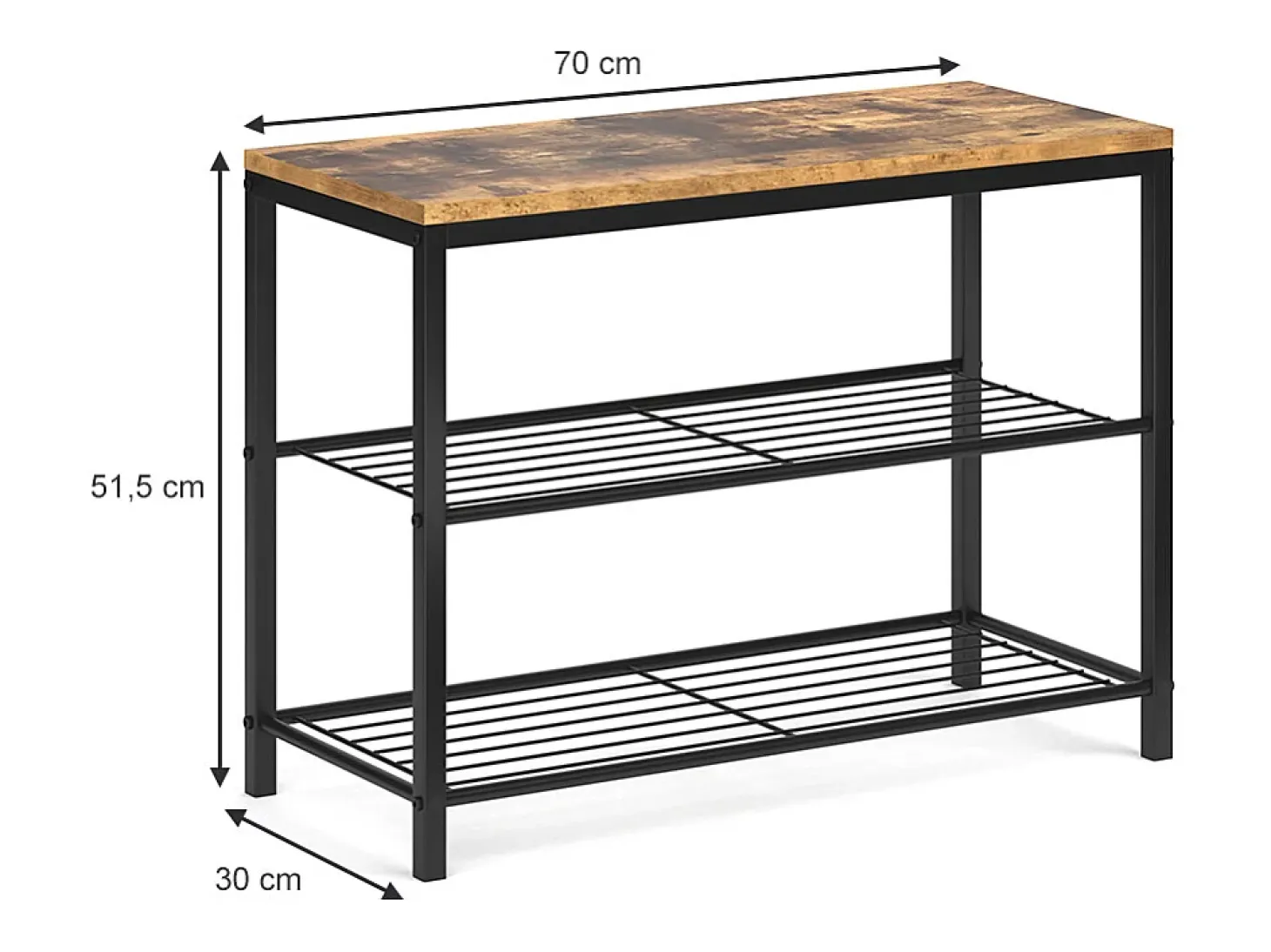 Banco para zapatos madera antigua 70x30x51.5 fyrk