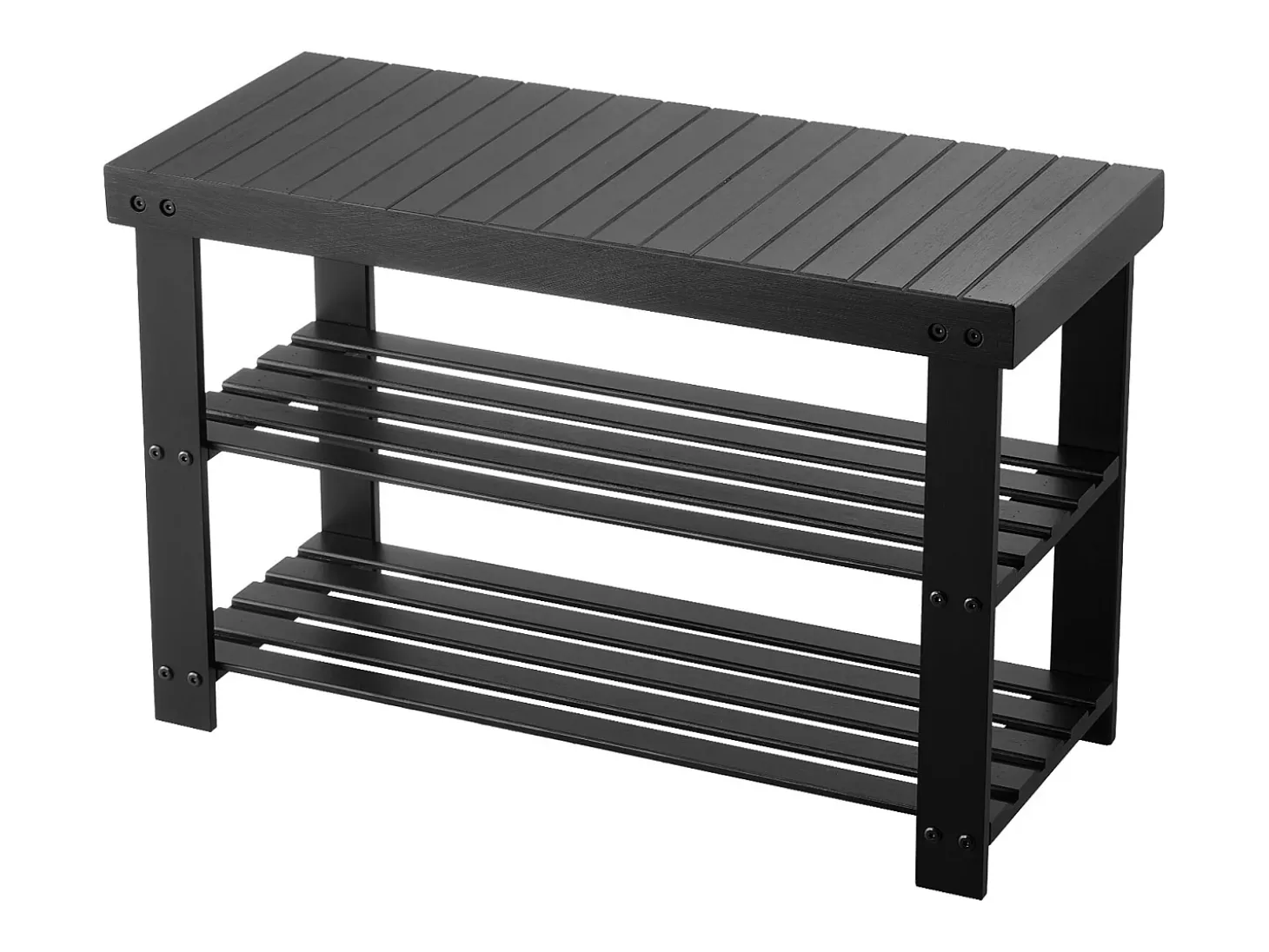 Banco para Zapatos SucceBuy de 70.3 x 28.8 x 45.1 cm, Banco de Entrada Soporta hasta 129,7 kg, Almacenamiento para Zapatos Versátil a 3 Niveles, Negro