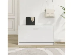 Banco zapatero Blanco brillo 80x24x45 cm Madera de ingeniería
