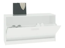 Banco zapatero Blanco brillo 80x24x45 cm Madera de ingeniería