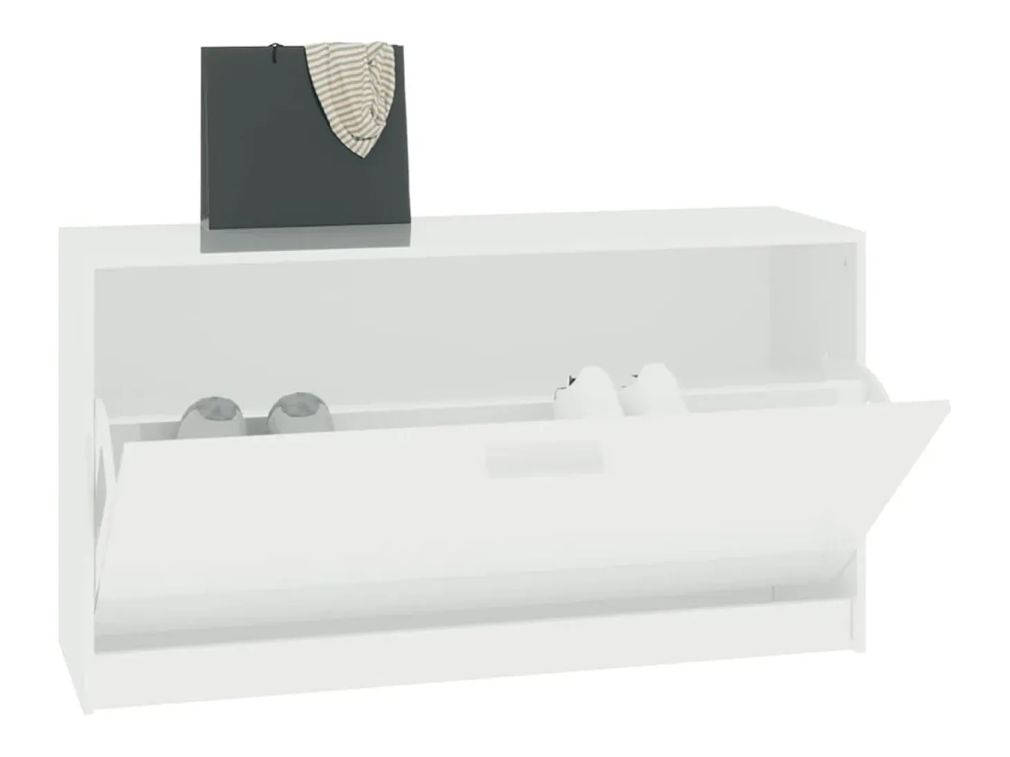 Banco zapatero Blanco brillo 80x24x45 cm Madera de ingeniería
