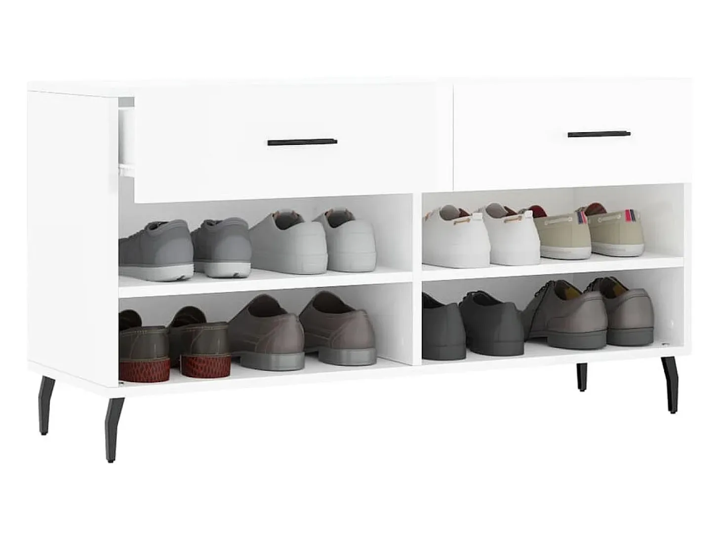 Banco zapatero blanco brillo 102x35x55 cm madera de ingeniería