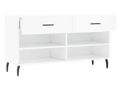 Banco zapatero blanco brillo 102x35x55 cm madera de ingeniería