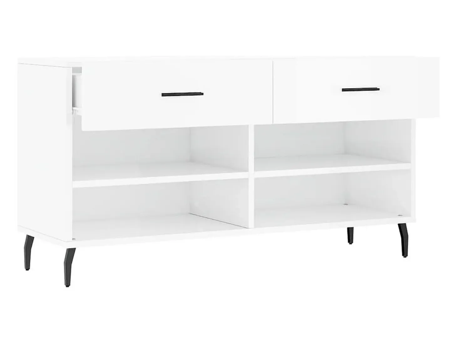 Banco zapatero blanco brillo 102x35x55 cm madera de ingeniería