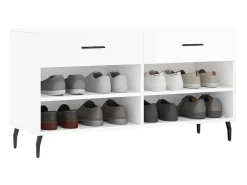 Banco zapatero blanco brillo 102x35x55 cm madera de ingeniería