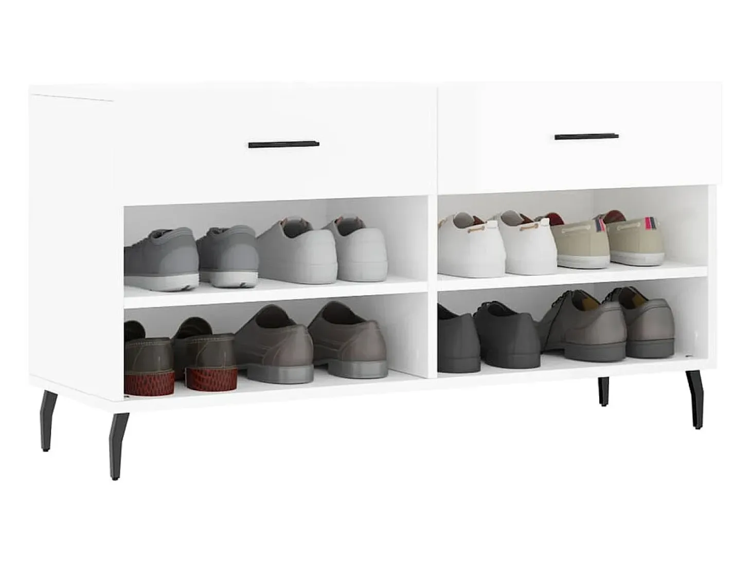 Banco zapatero blanco brillo 102x35x55 cm madera de ingeniería