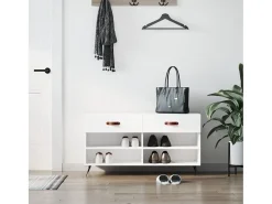 Banco zapatero blanco brillo 102x35x55 cm madera de ingeniería