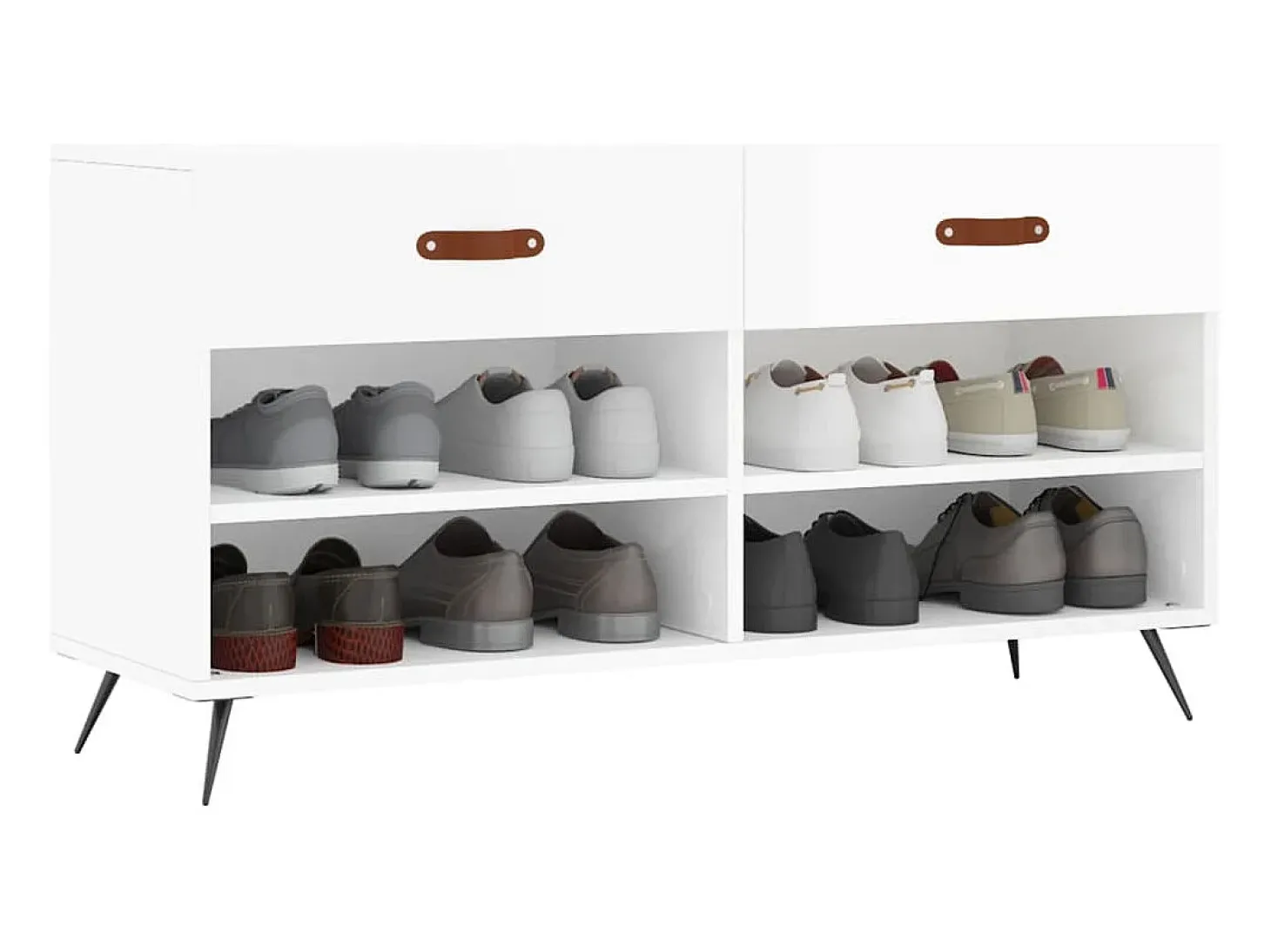 Banco zapatero blanco brillo 102x35x55 cm madera de ingeniería
