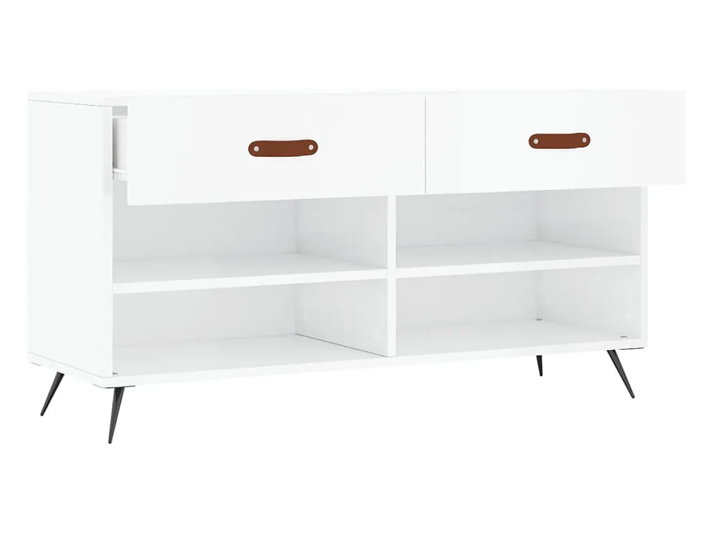 Banco zapatero blanco brillo 102x35x55 cm madera de ingeniería